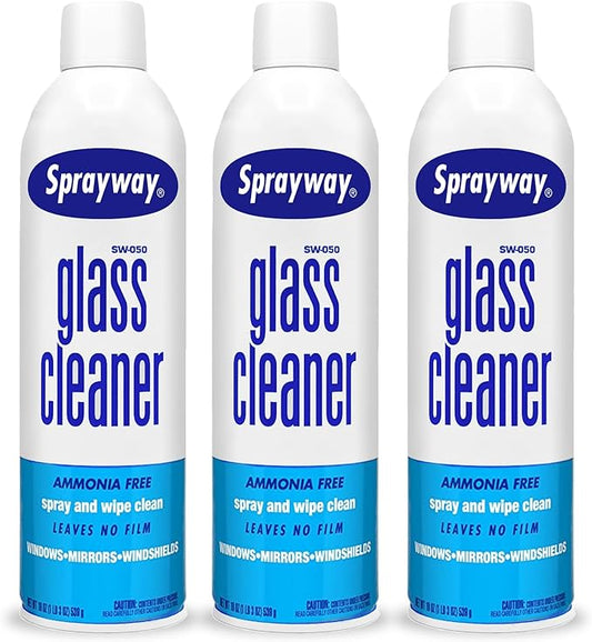 Sprayway Streakless Glass Cleaner 19 Ounce (Pack of 3) Made in USA, Blue and White (Package may vary)
