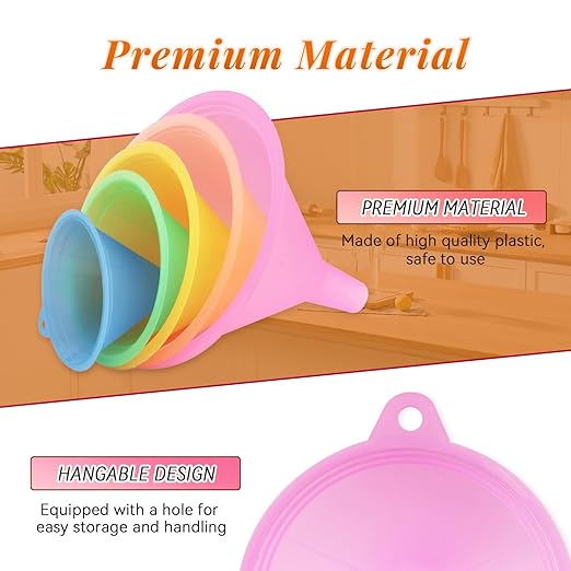 20 Pcs Plastic Funnel Set Colorful Wide Mouth Funnel Multipurpose Funnels for Kitchen Quick Clean Transfer Liquid Powder Bottles Cans Containers Filling - Various Sizes