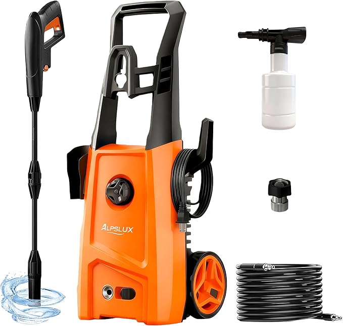 Electric Pressure Washer Power Washer Electric Powered Power Wash Power Washers with Adjustable Nozzle, Pressure Cleaning Machine with Foam Cannon for Cars, Fences, Driveways, Patios, Home Cleaning