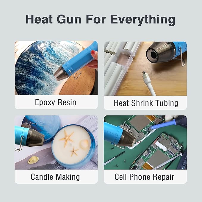 LDK Mini Heat Gun, 300W 2-Temp Settings 392℉ & 662℉ (200℃& 350℃) Fast Heat Hot Air Gun Multi-Purpose Electric Heating Tools Shrink Pen for Crafts, Shrinking PVC, DIY, Embossing, Candle Making