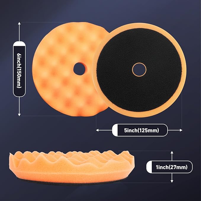 Autolock 5 Inch Buffing Polishing Pads, 7 Pcs 5'' Waffle Foam Buffing Pad, Wool Pad Kit for 5 in Backing Plate, Car Polisher Boat Compounding, Polishing and Waxing