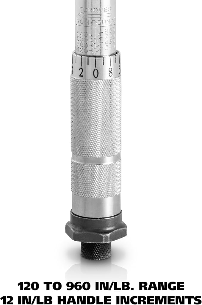 Great Neck Inch Pound Torque Wrench, 3/8 Torque Wrench Click Style, 120–960 in-lb (14–108 Nm), Chrome Plated to Resist Rust, Covers Most Common Jobs