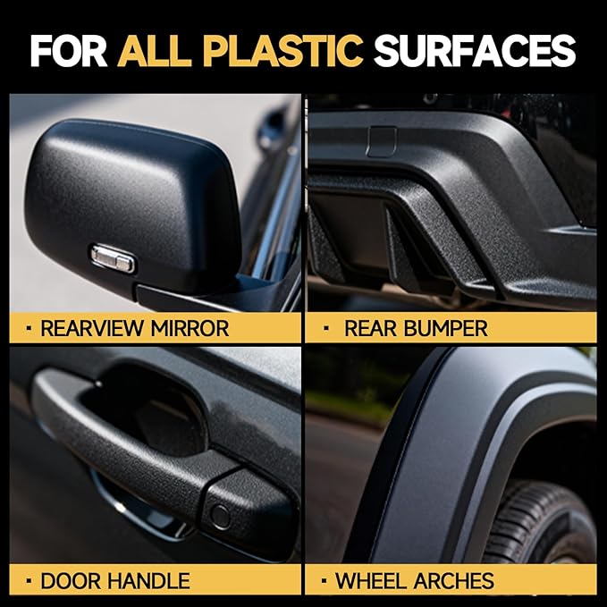 Plastic Restorer for Cars, Not a Dressing, Black Trim Restorer, Ceramic Crystal Coating Highly Concentrated, Lasting Up to 6 Months+ with UV Protection, Restore Automotive Exterior Protectant