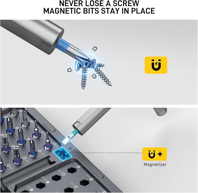 42 in 1 Magnetic Ratchet Screwdriver Set, T Handle Ratchet Screwdriver with S2 Steel Bits & Storage Case, Screwdriver Set for Electronics, Bicycle, Furniture, Home DIY