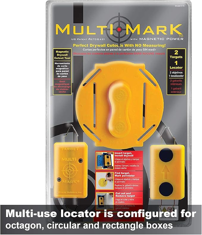 Calculated Industries 8115 Multi Mark Drywall Cutout Locator Tool – Powerful Rare-Earth Magnetic Targets (2) and Locator Kit