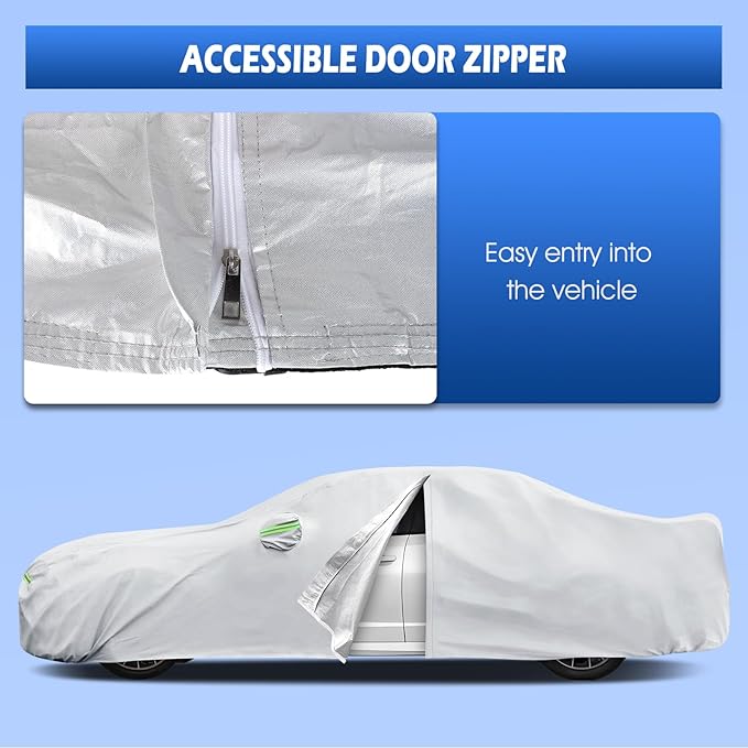 Car Cover Custom Fit for Dodge Charger 2006-2026, Migaven Waterproof Full Exterior Cover Sun Rain Protection with Door Zipper and Cotton Lining