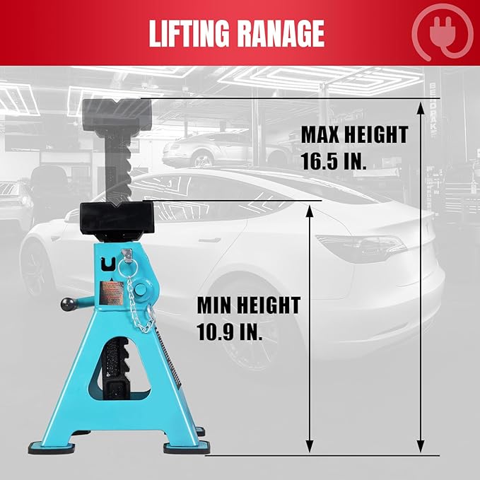 Jack Boss Floor Jack 4 Ton Hydraulic Low Profile Jack with Dual Piston Quick Lift Pump and 3 Ton (6600 LBs) Adjustable Ratchet Car Lifting Jack Stand with Dual Secure Pins