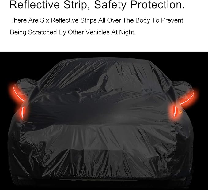 UV Protection Car Cover Windproof Dustproof Scratch Resistant Outdoor Universal Full Car Covers for Sedan XL (Black, 191" - 201")