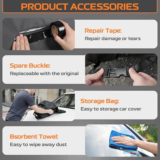 Kayme Heavy Duty Car Cover Custom Fit for Hyundai Santa Fe Santafe (2006-2026), Outdoor Full Exterior Cover with Tape and Towel, Rain Snow Sun UV Protection.