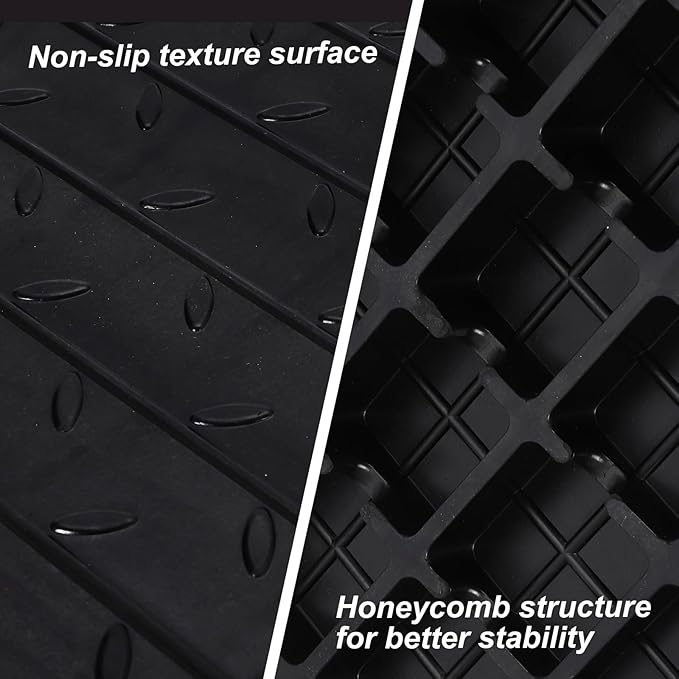 Towallmark Rubber Threshold Ramp Doorway, 4’’ Rise Wheelchair Threshold Ramp, 2500LBS Capacity No-Slip Driveway Curb Ramps for Wheelchair Mobility Scooter Power Chairs with 3 Channels Cord Cover