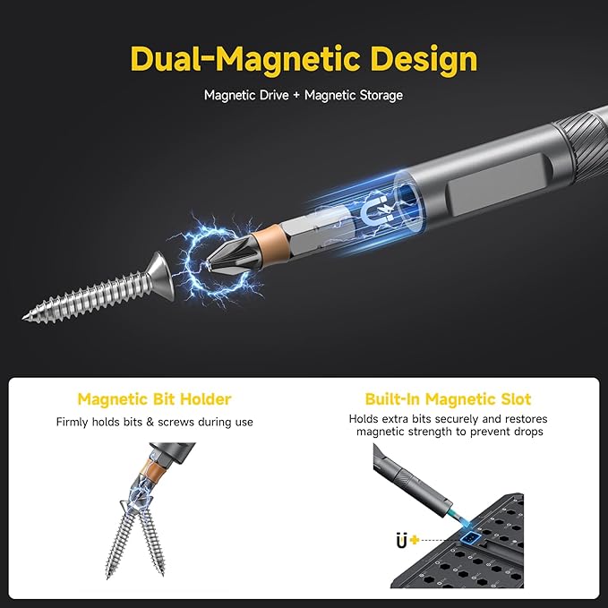 42 in 1 Magnetic Screwdriver Set, Multi Bit DIY Ratchet Screwdriver Set T Handle Detachable, Compact and Portable Versatile Precision Tool Kit for PC, Furniture, Bicycle