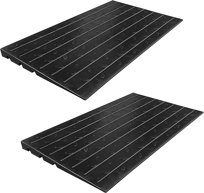 Electriduct 2.5" Non Slip Rubber Threshold Ramp for Wheelchair Accessibility, Mobility Scooters, Power Chairs, Home, Steps, Stairs, Doorways, Curbs with 3 Channels Cord Cover (Pack of 2)