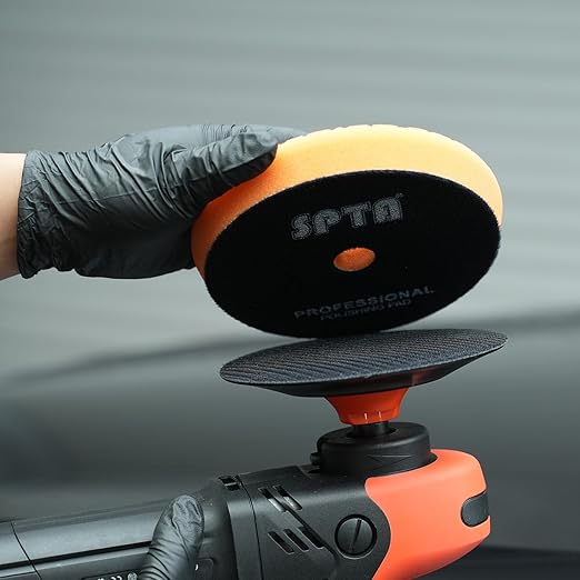 SPTA 2Pcs RO Rotary Flexible Backing Plate, Hoop-and-Loop Face PU Soft Backing Pad Used On Rotary Polisher Sander for Sanding Polishing Buffing Finishing (M14 Thread, Orange, 6Inch (150mm))