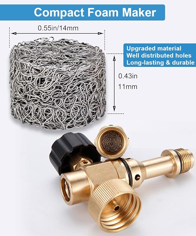 1.1 Orifice Foam Cannon, 2 Pieces 1.1 mm Orifice for Foam Cannon and 2 Pieces Foam Maker, Universal Foam Cannon Orifice Nozzle Tips for Pressure Washer Foam Cannons Parts, 3000 PSI (4 Pack)