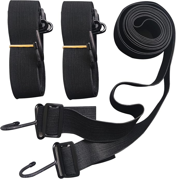 SEAZEN Car Cover Straps Wind Protector, 3Pcs Adjustable Elastic Windproof Ropes Protect Car Cover from High Winds, Universal Fit Most Cars (Black)