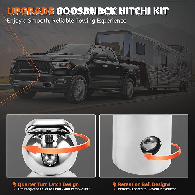 Gooseneck Ball Kit 60638, Puck System Gooseneck Hitch for 2013-2026 Dodge Ram 2500/3500, 2-5/16 Inch Ball, 2 Safety Chain Anchors | 38000 lbs GTW/9500 lbs VTW
