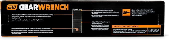 GEARWRENCH 13 Piece 3/8" Drive 6 Point Metric Hi-Viz Deep Impact Socket Set | 84914H