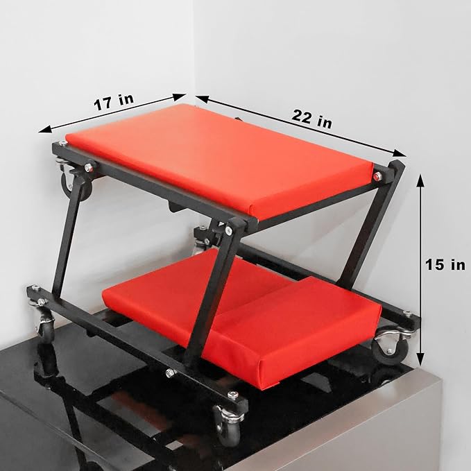 Big RED Z-Creeper Seat,36" Foldable Creeper,2-in-1 Garage Shop Creeper for Auto Repair,36" RED,300 Lbs Capacity,with 6 Pcs Wheels,ATR6505R-1,Torin