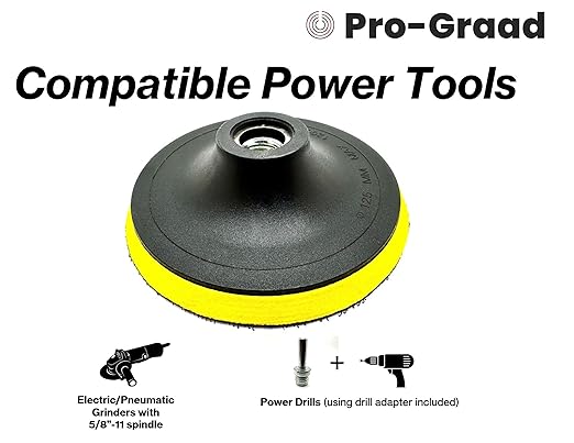 1 Pack 5" Hook and Loop Backing Pads Foam Backer Pad with 5/8”-11 – 5 inch Backup Pads for use with Angle Grinder or Drill Sanding Polishing Discs – Includes 1 Each 1/4" Shank Adapter