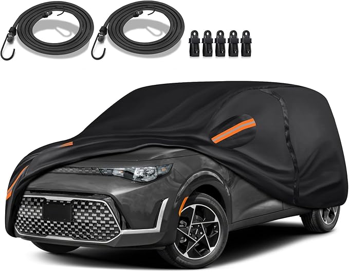16-Layer Special Full Car Cover Fit for 2010-2024 Ki-a Soul, Ultra Heavy 600D Oxford Cloth, All-Weather Protection Summer Sun Exposure and Winter Snow Rain Dust UV, Black