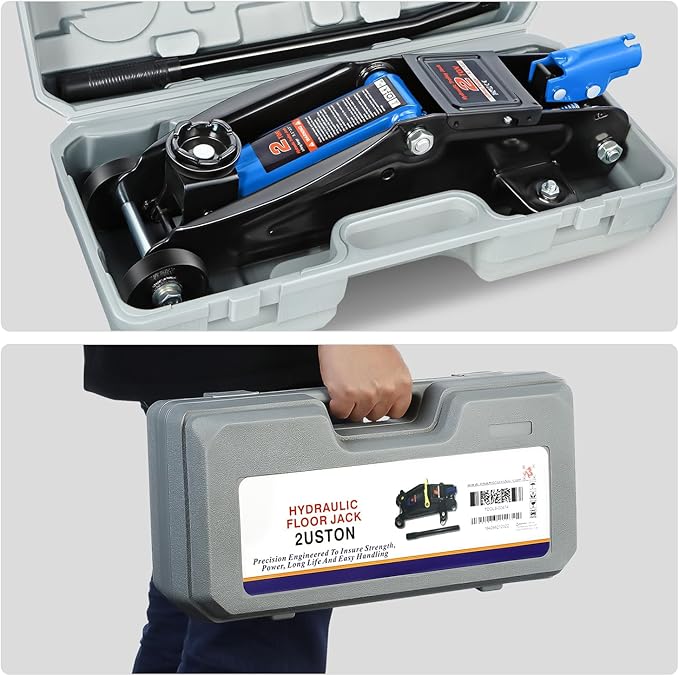 PM PERFORMOTOR Low Profile Hydraulic Trolley Service/Floor Jack, 2 Ton (4000 lbs) Capacity, Lifting Range 5.1"-13",Blue,PM-TOL-FJ20-BL