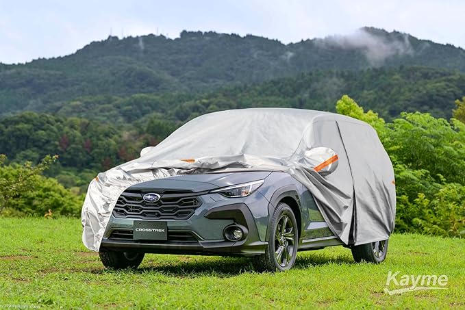 Kayme 6 Layers SUV Car Cover Custom Fit for Subaru Crosstrek (2017-2025) Waterproof All Weather for Automobiles, Outdoor Full Cover Rain Sun UV Protection.Silver