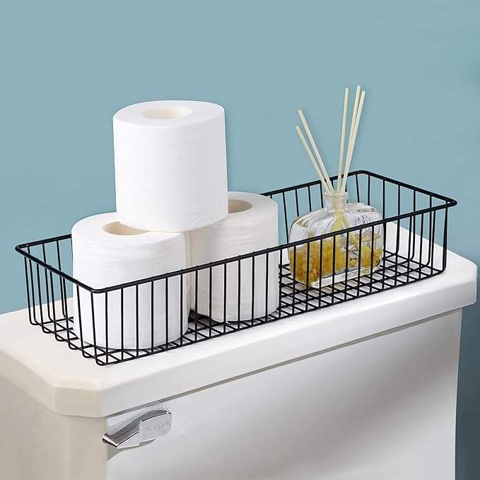 Wetheny Farmhouse Décor Metal Wire Organizer Storage Basket Bin(8 Pack)-Toilet Paper Storage-Organization and Storage for Bedroom, Bathroom, Kitchen Cabinets, Pantry, Laundry Room, Garage (Black)