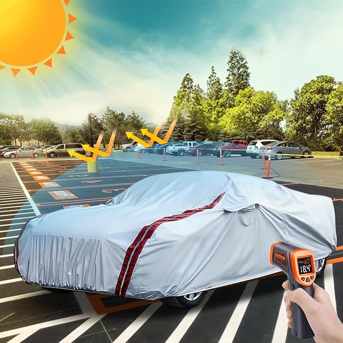 SPORTULI Waterproof Car Covers Replace for 2020–2025 Corvette C8, 6 Layers All Weather Fitted Covers for Vehicles with Zipper Door & 18 Ponit Windproof Bands for Snow Rain Dust Hail Protection