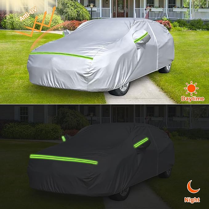 Waterproof Car Covers Replace for 2007-2025 Audi A5/S5, 6 Layers Silver All Weather Custom-fit Car Cover with Zipper Door & Windproof Bands for Snow Rain Dust Hail Protection