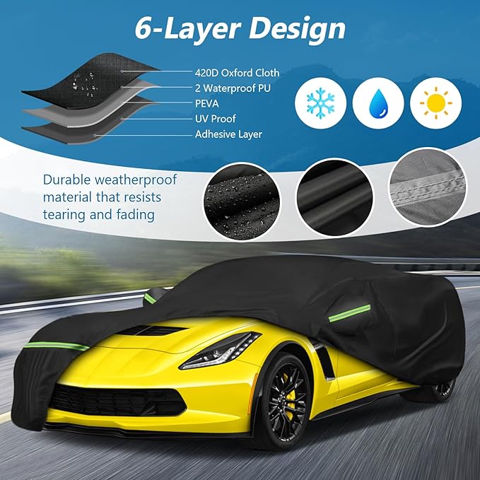 420D Waterproof for C7 Corvette Car Cover All Weather Protection Waterproof Windproof for 2014-2019 C7 Stingray, for C7 Chevy Corvette Stingray Z51 Z06