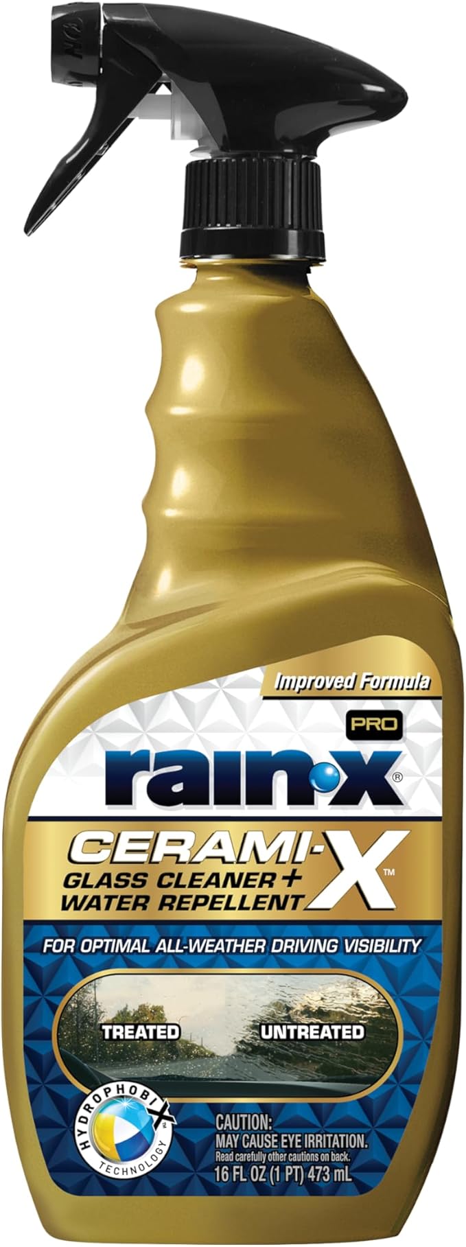 Rain-X 630178 Cerami-X Glass Cleaner + Water Repellent, 16oz - Cleaning Effectively While Remaining Streak Free, Protecting Against Contaminants and Stains