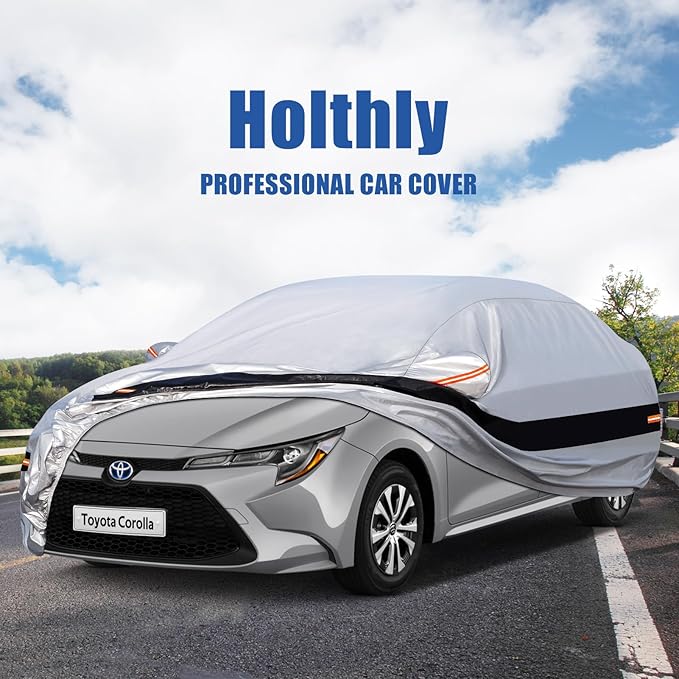 10 Layers Car Cover Custom Fit for Toyota Corolla Sedan (2000-2024) Waterproof All Weather for Automobiles, Outdoor Full Cover Rain Sun UV Protection.Silver