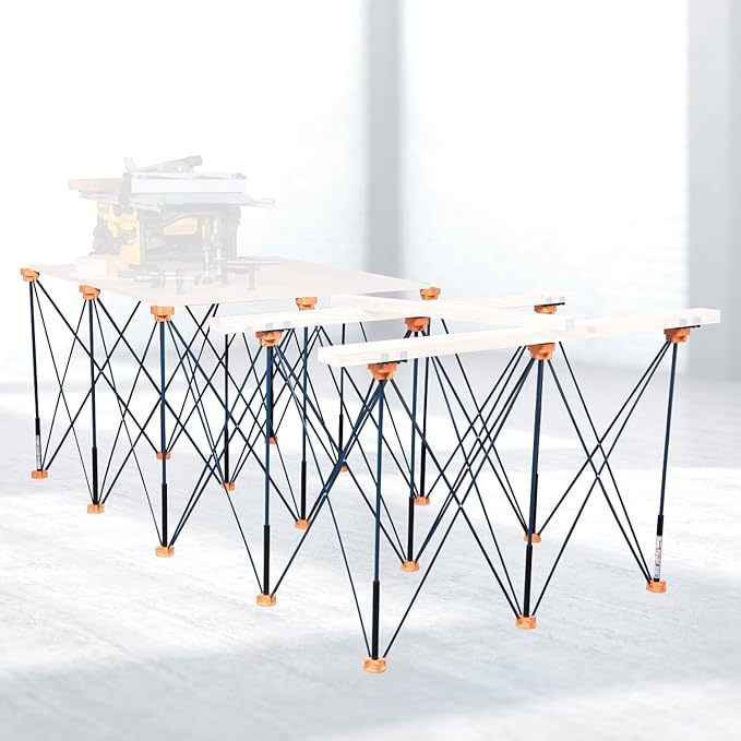 POWERTEC Arachni-Flex Portable Workbench 4x8ft Collapsible Workstand - Heavy Duty Folding Work Table Base, 6000 lbs Capacity 36 Inch Work Height, No Assembly Mobile Work Station w/Carry Strap (71930)