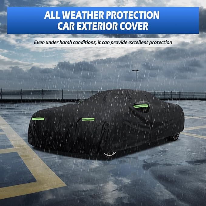 Car Cover Custom Fit for Toyota Camry 1996-2026, for Honda Accord 2001-2026, Migaven Waterproof Full Exterior Cover Rain Sun Hail Protection with Door Zipper & Inner Cotton, Black