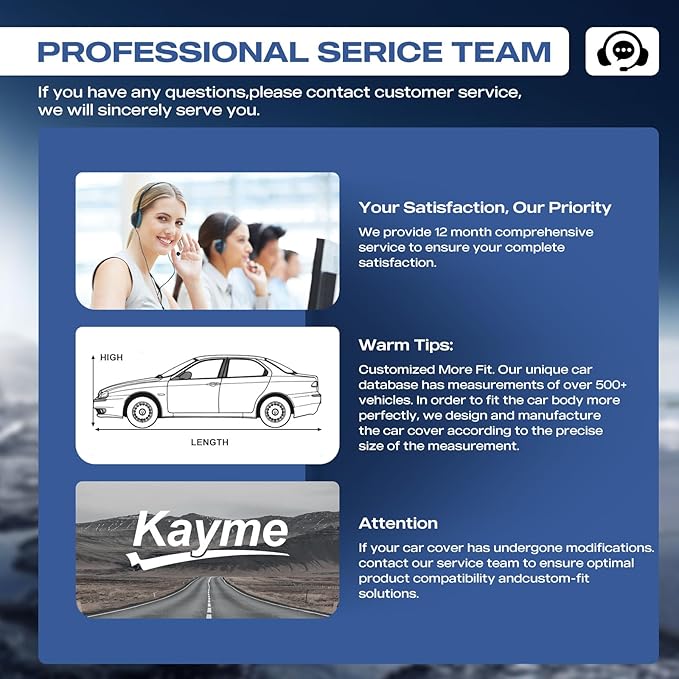 Kayme SUV Car Cover Custom Fit for BMW X5, Audi Q7/SQ7, VW Volkswagen Atlas, Windproof Upgraded & 100% Waterproof. All-Weather Full Exterior Cover Rain Sun Snow Protector with Door Zipper and Towel.