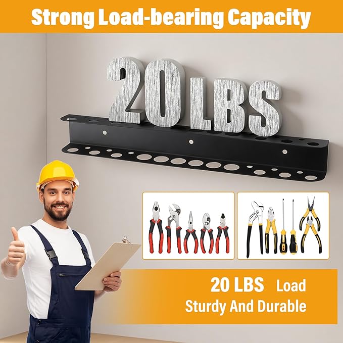 3-Pack Heavy Duty Screwdriver and Pliers Organizer Wall Mount, 16.75" Metal Tool Holder Rack with Screws & Anchors for Garage, Workshop, Toolbox