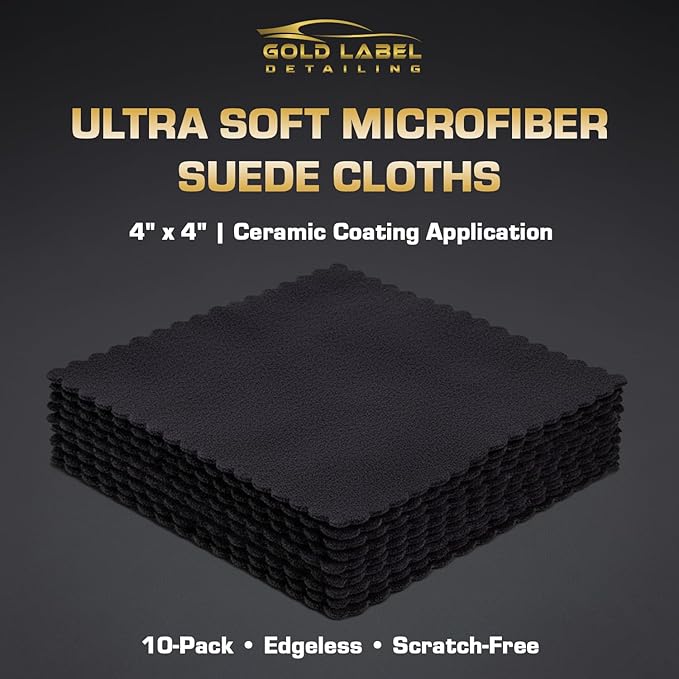 Microfiber Suede Cloth for Ceramic Coating Application 4" x 4" | Ultra Soft Edgeless Cloth for Use with A Foam Applicator