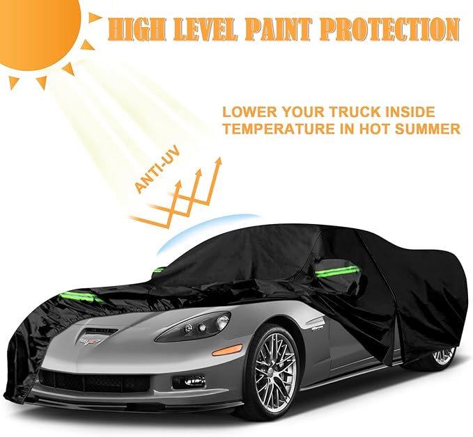 Waterproof Car Covers Replace for 2005–2013 Corvette C6, 6 Layers All Weather Custom-fit Car Cover with Zipper Door for Snow Rain Dust Hail Protection (C6)