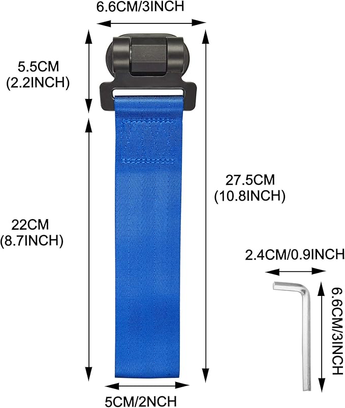 TOMALL Universal Car Decorative Trailer Tow Strap Blue Car Tow Belt for Car Bumper (ONLY Decoration)