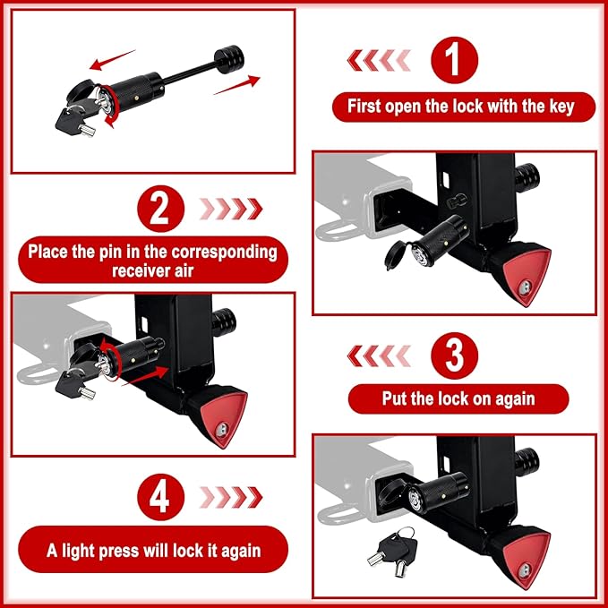 Trailer Hitch Coupler Locking Pin Dia 1/4 Inch, 3-1/2 Inch Span,Trailer Tongue Coupler Lock for Latch-Type Coupler Truck Car and Boat,High Security by Cenipar