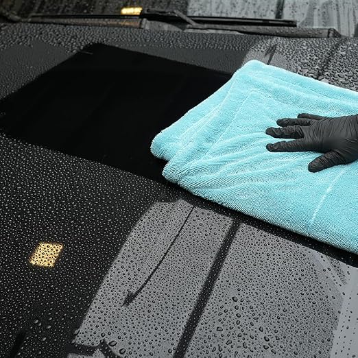 SPTA The Liquid8r - Absorbent 70/30 Blend Microfiber Drying Towel for Cars, Trucks, SUVs, Safe for Detailing + Scratch Free, Twist Loop, 1100gsm, 26.8in x 36.2in, Aqua Blue-MT037