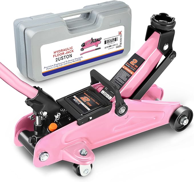 PM PERFORMOTOR Low Profile Hydraulic Trolley Service/Floor Jack, 2 Ton (4000 lbs) Capacity, Lifting Range 5.1"-13",Pink,PM-TOL-FJ20-PK