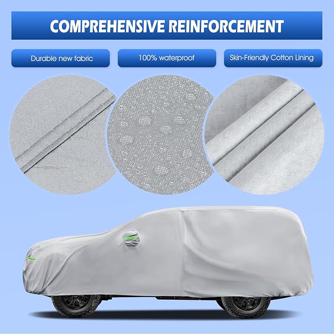 Car Cover Custom Fit for Toyota 4runner 2002-2026, Migaven Waterproof Full Exterior Cover Sun Rain Protection with Door Zipper and Cotton Lining, Silver