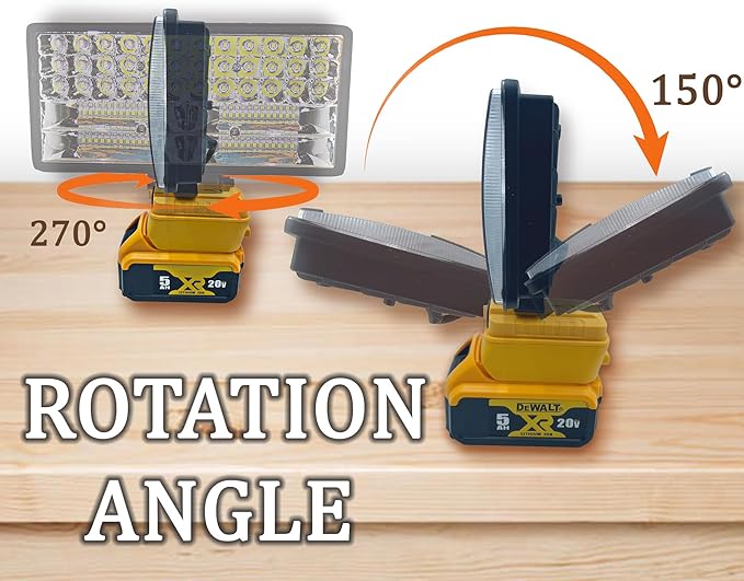 Cordless LED Work Light for Dewalt 20V Battery，90W 5400ML LED Wide Beam Flood Light with Two USB Charging Port Light for Emergency,Workshop,Garage.(No Battery)