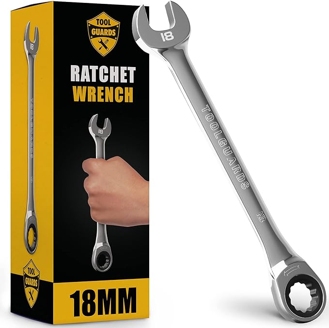 TOOLGUARDS 18mm Wrench - Ratcheting Wrench - Slim Profile - Ratchet Wrench - 100% Lifetime Satisfaction Guarantee