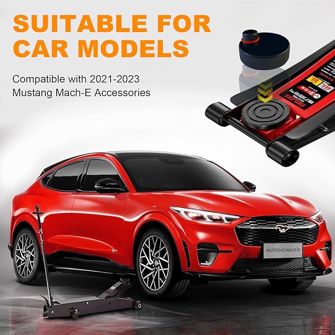 4PCS Jack Pads for Mach-E, Compatible with Ford Mustang Mach E 2021-2025, Rubber Pinch Weld Jack Pad Adapter, Lift & Jack Stand Support with Non-Slip Design & Storage Bag
