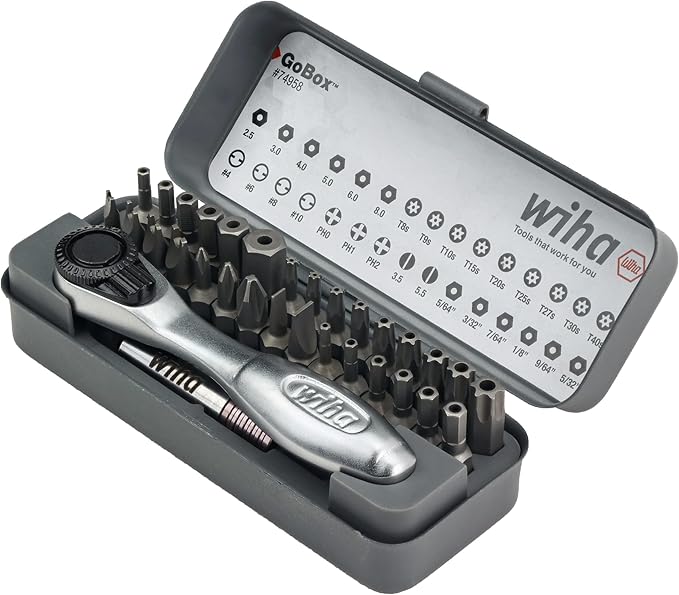 Wiha 74958 32 Piece GoBox Security Bit Set with Mini Ratchet