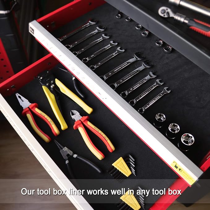 CASOMAN Professional Tool Box Liner, Drawer Liner, Shelf Liner, 18 inch(Wide) x 24 feet (Long), Non-Slip, Black