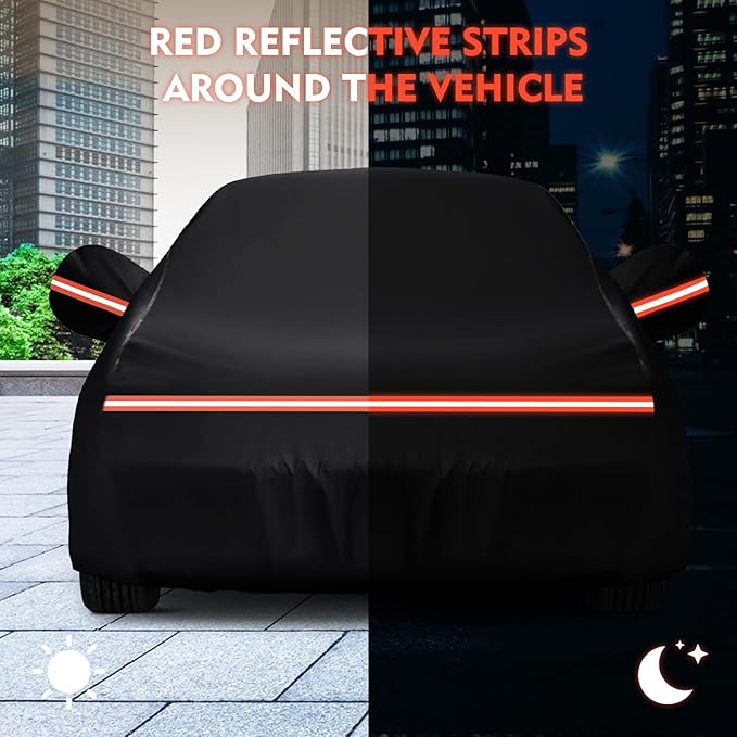 QUNSUNUS 6 Layer Car Cover for Chevy Camaro 1967-2024 Waterproof All Weather 210D Windproof for Camaro Car Cover Hail Protection with Zipper
