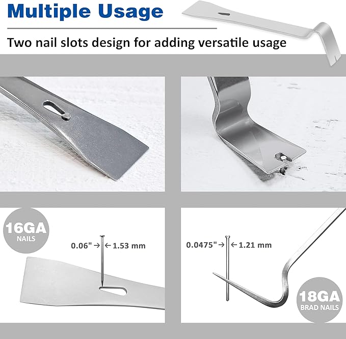 CHILI Tools 7/8-Inch Wide Mini Stainless Steel Pry Bar With Flat End, The Smallest Nails Puller For 18 Gauge Brads Nail, Made In Taiwan